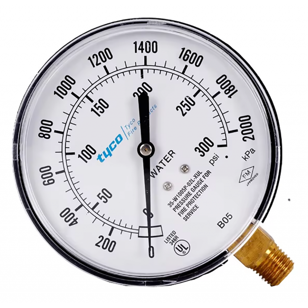 TYCO Pressure Gauge 4inch , 0-300 psi. UL FM