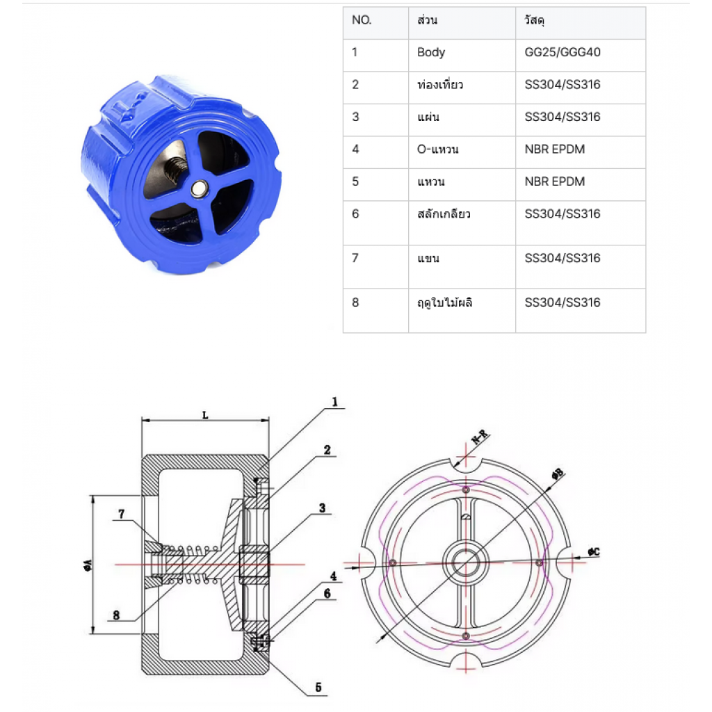 วาล์วกันกลับ (เช็ควาล์ว) 8 นิ้ว